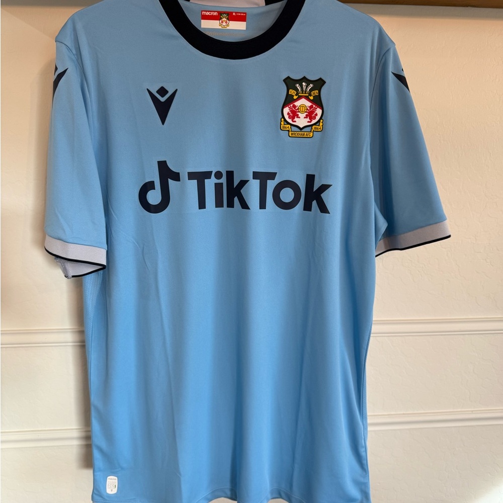 Wrexham Tik Tok authentic baby blue jersey.